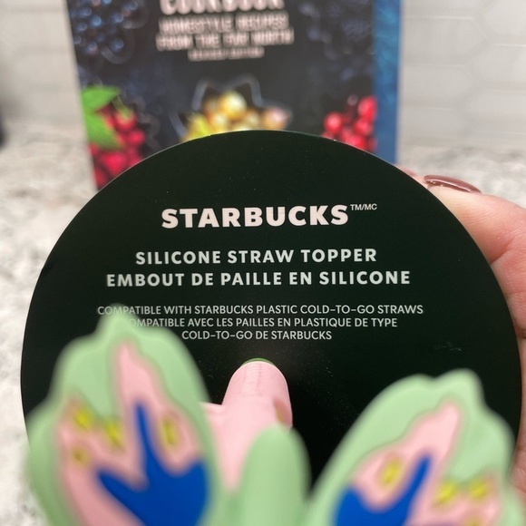 Starbucks Summer Iridescent Canna Lily Butterfly Floral Straw Topper Cup. NWT. - Picture 5 of 8